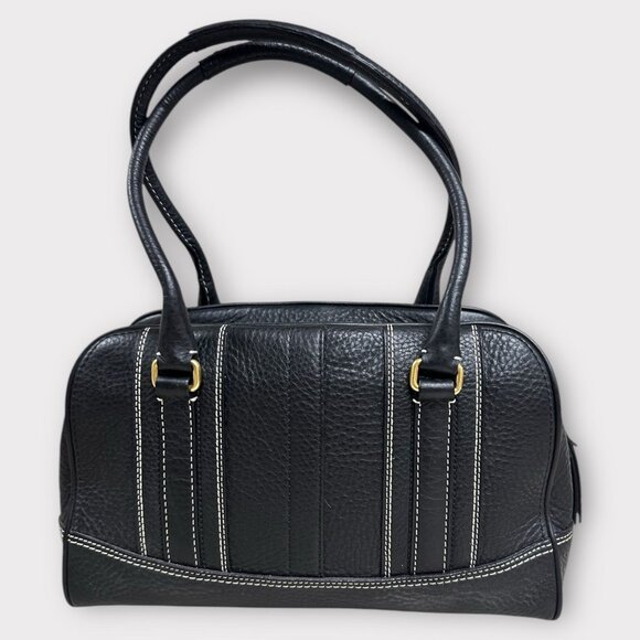 Vintage Coach‎ Black Satchel Tote J0693-10526 White Stitching Double Handle - Picture 2 of 13